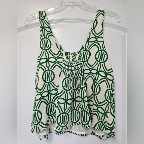 Maeve Verena Sleeveless Top Green White Geometric Lined Size Small Boho Summer - Picture 4 of 6